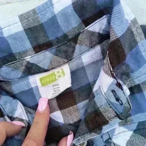Crazy 8 Toddler Boys Plaid Button Up Flannel Shirt Long Sleeve Size 3T - Picture 4 of 5